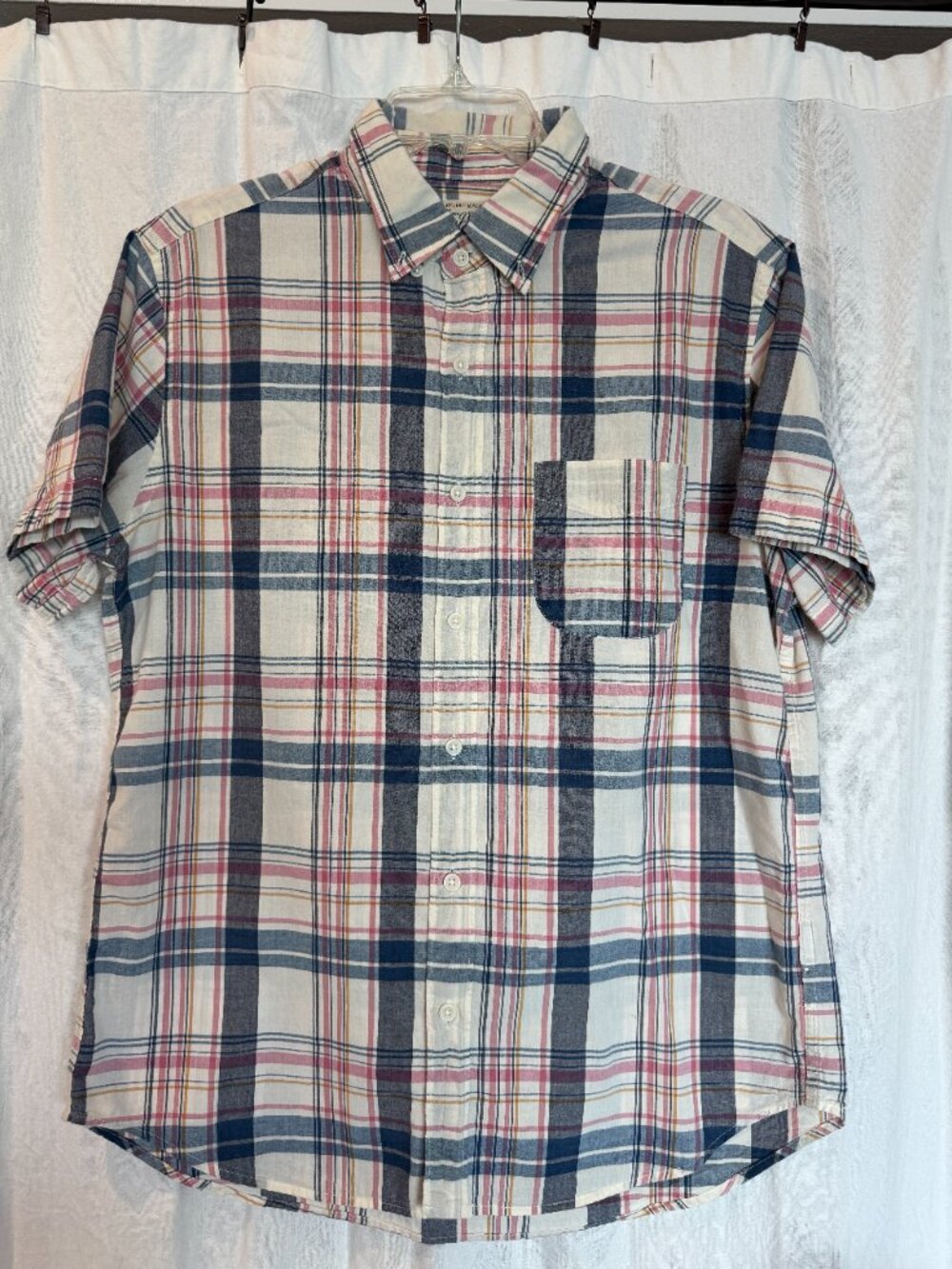 J Crew Men's Indian Madras Plaid Button Up Shirt Md